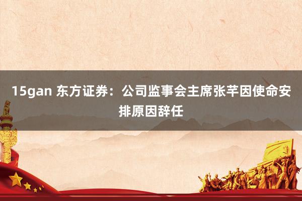 15gan 东方证券：公司监事会主席张芊因使命安排原因辞任