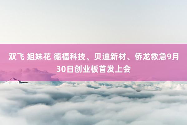 双飞 姐妹花 德福科技、贝迪新材、侨龙救急9月30日创业板首发上会