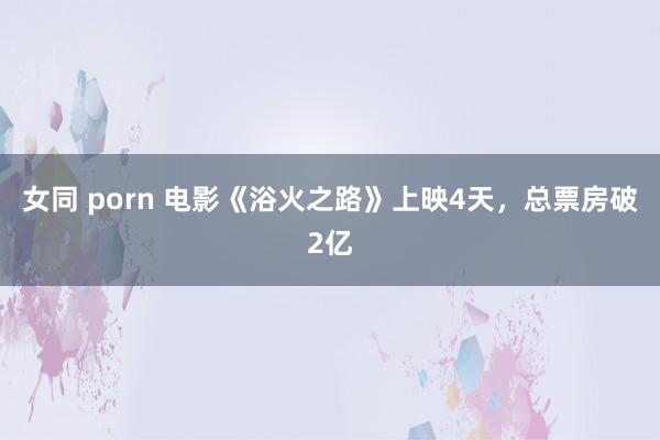 女同 porn 电影《浴火之路》上映4天，总票房破2亿